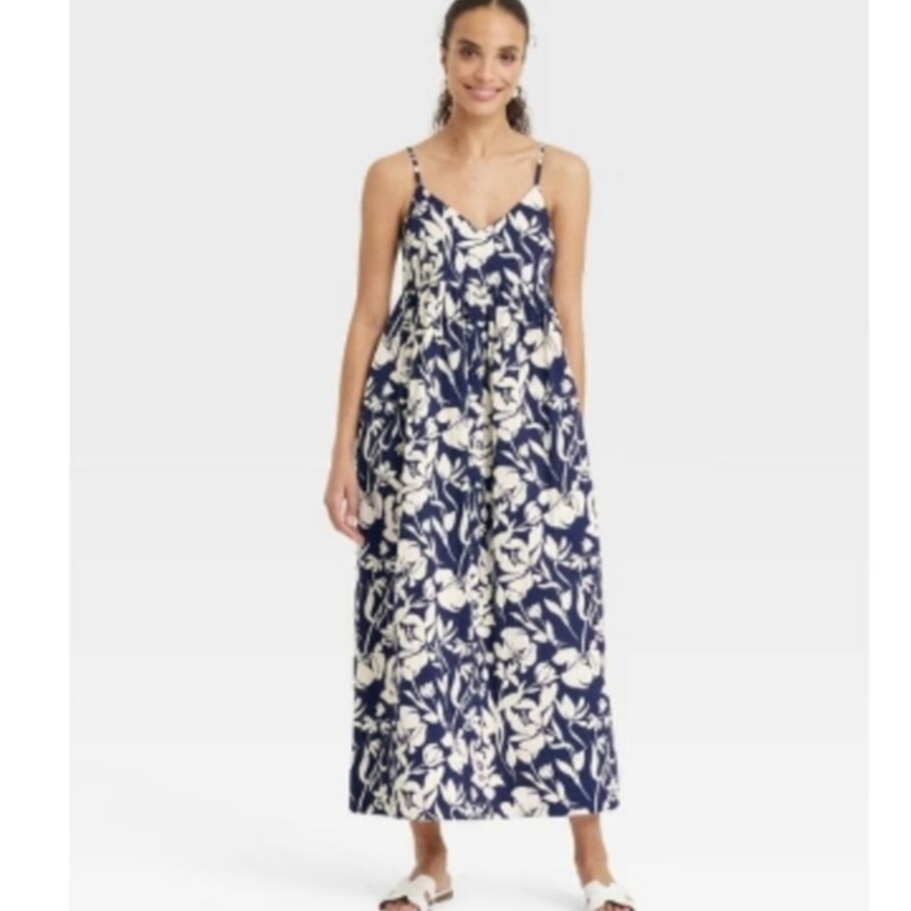 A New Day Dress Blue and White Sundress Maxi Size XS - Picture 3 of 6